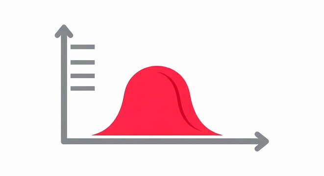 Bell Curve Normal Distribution Graph Red Statistical Chart on White Background