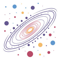 Colorful abstract galaxy illustration with planets