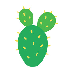 Fototapeta premium Simple green prickly pear cactus illustration on white background