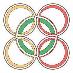 Interlocking circle pattern with green red yellow