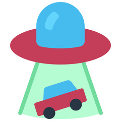 UFO Abducting Car Icon