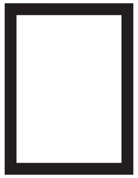Modern black rectangular frame icon, minimal photo border, simple clean vector frame for gallery or poster