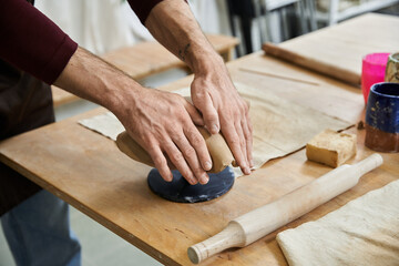 Creating unique pottery in a vibrant art studio filled with creative energy