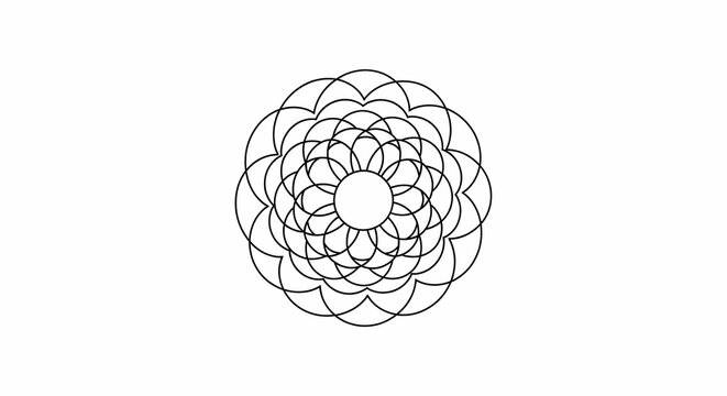 Geometric Mandala Circle Pattern Line Art Outline Floral Ornament Design