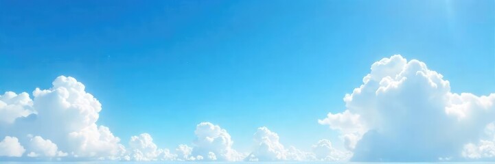 Obraz premium Vast, tranquil blue sky, perfect for relaxation and serenity Soft, wispy clouds drift peacefully across the azure expanse, offering a sense of calm and peace , backdrop, cloudscape, peace