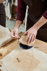 Crafting unique pottery pieces in a creative studio environment for handmade art