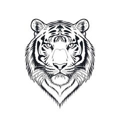 Majestic tiger head close up striking portrait artistic rendering powerful feline wildlife