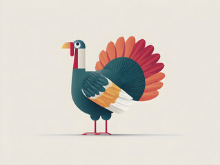 Flat vector turkey character with modern minimalist design