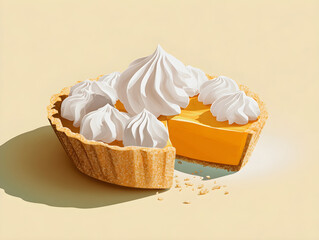 Flat vector pumpkin pie with whipped cream swirl