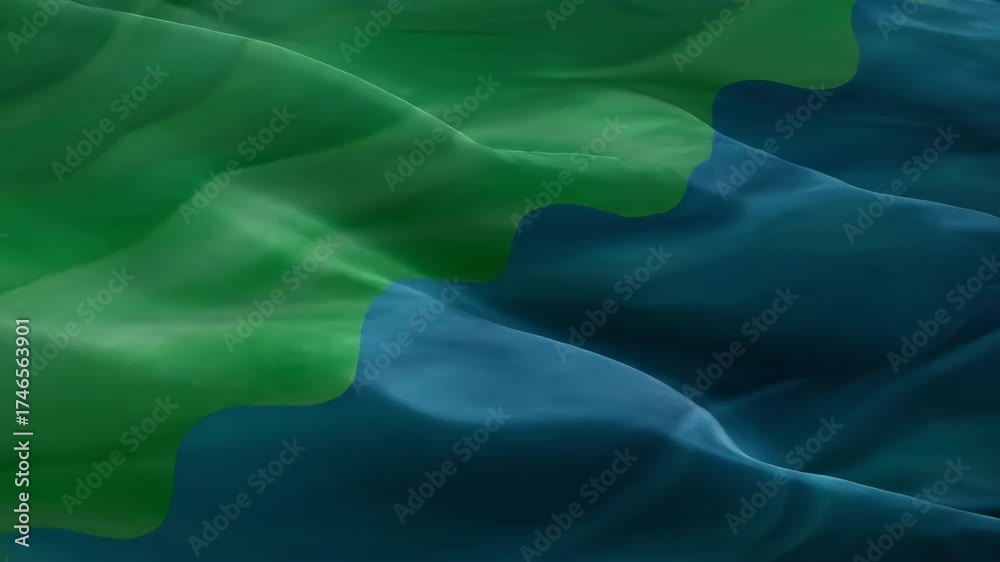 Poster seamlessly looping video showing undulating green and teal organic wave patterns smoothly morphing a