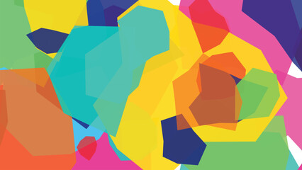Vibrant abstract art of colorful overlapping polygons creating a lively, energetic composition