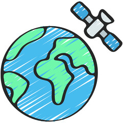 Satellite Orbiting Earth Icon