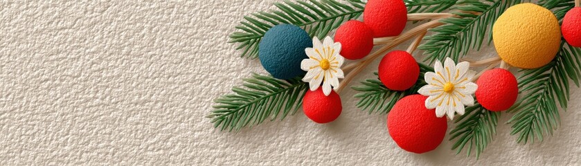Festive elements on a washi paper background
