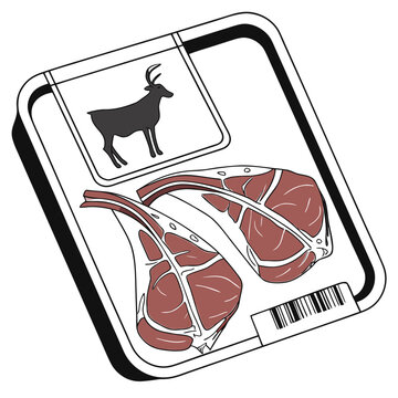 packaged lamb chops with deer icon clip art preview
