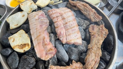grilled meat close up 