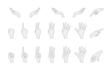 シンプルでおしゃれな手イラスト装飾セット　ハンドサイン　手のひら