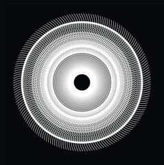 Abstract vinyl record design with circular patterns and eye-inspired vector elements