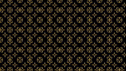 Luxurious Gold Geometric Pattern On Black Background For Fashion And Interior Design