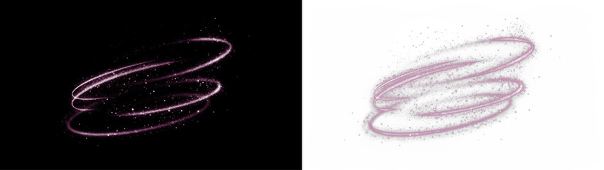 Abstract pink glitter swirl overlay with copy space for design projects