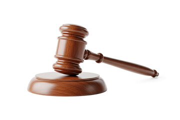 Dark Wooden Gavel on Sound Block Symbol of Law and Order