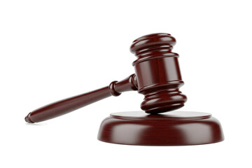 Dark Wooden Gavel on Sound Block Symbol of Law and Order