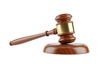 Judge’s Wooden Gavel with Brass Band on Sound Block