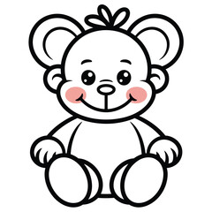 Obraz premium Adorable cartoon teddy bear outline vector illustration for coloring pages and children's art projects scalable eps silhouette vector illustration white background
