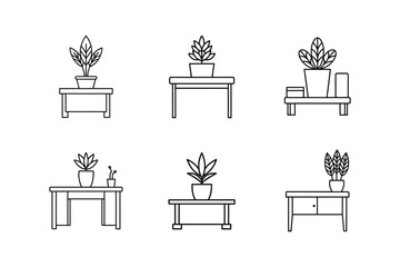 desk plant icon line art vector illustration