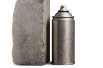 Spray can standing on concrete block for urban art