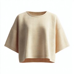 Neutral Textured Boxy Top on White