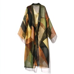 Transparent robe with geometric pattern isolated on white