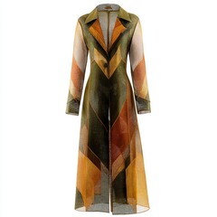 Modern Designer Coat with Geometric Pattern