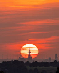 Cologne against sunset, North Rhine Westphalia, Germany