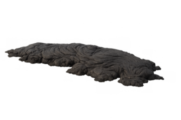 Cooled volcanic lava rock formation on transparent background