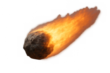 Meteoroid entering atmosphere with fiery trail