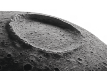 Moon surface showing large impact crater