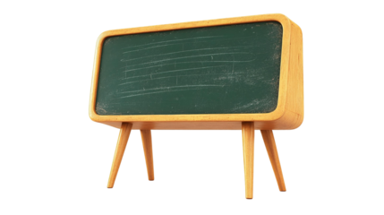 Wooden school blackboard with chalkboard surface isolated on transparent background
