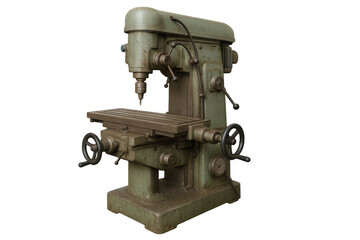Vintage metalworking milling machine with transparent background