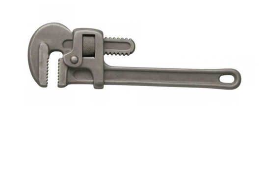 Metal pipe wrench utility tool transparent background