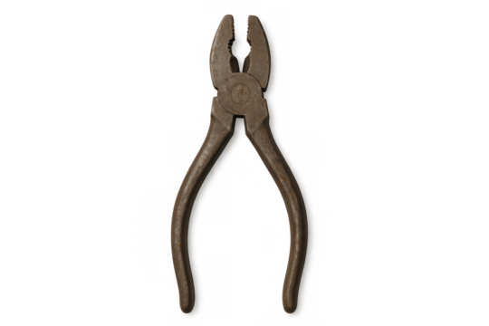 Vintage rusty metal pliers hand tool isolated