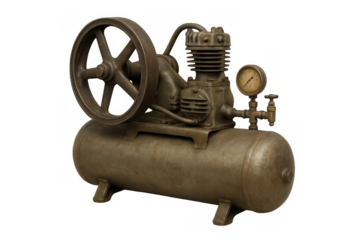 Vintage industrial air compressor with pressure gauge