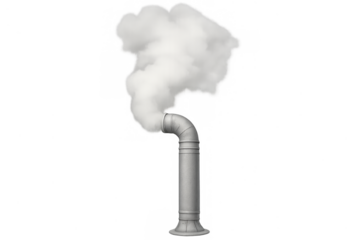 Industrial smokestack pipe releasing white smoke or vapor