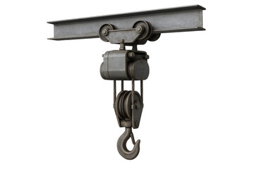 Fototapeta premium Industrial overhead crane hoist lifting mechanism with hook
