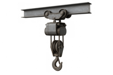 Industrial overhead crane hoist lifting mechanism with hook