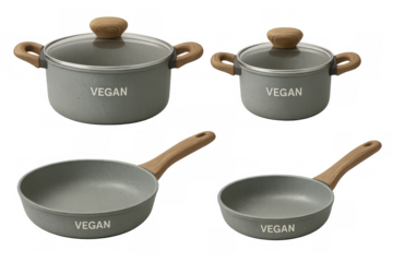 Vegan cooking pot pan kitchen utensil set