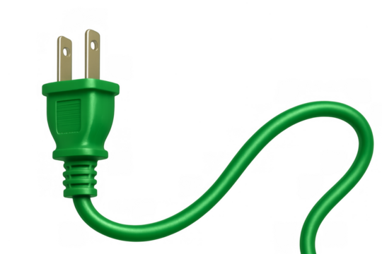 Green power plug connecting sustainable energy concept