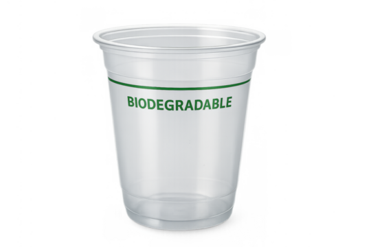 Biodegradable transparent plastic cup for drinkware