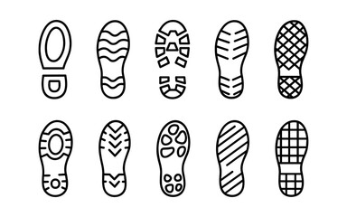 Step footprints paths. footstep prints and shoe steps . shoe tread footprints vector illustration isolated on white background.	