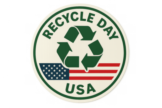 Recycle day usa round symbol on transparent background