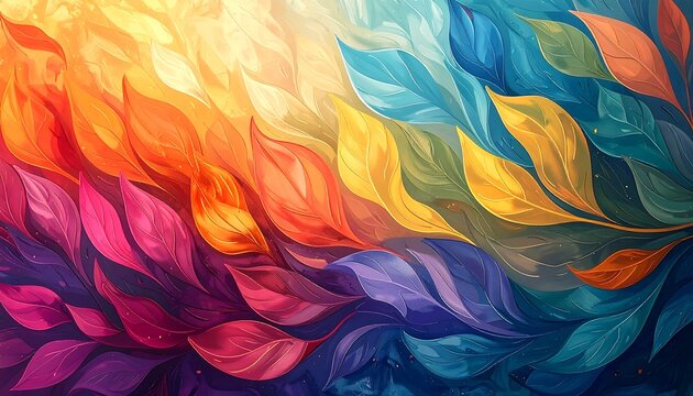 Vibrant leaves in a spectrum of colors